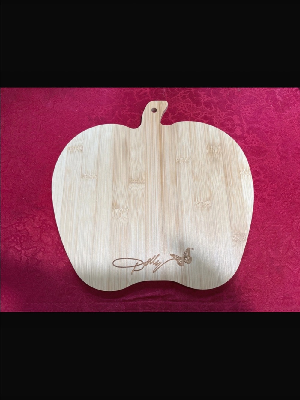 Dollcake Bamboo Apple-Shaped Board - Natural Wood